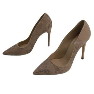 NIB MaxMara Leccio nude lace high heels pointed toe taupe 37.5
